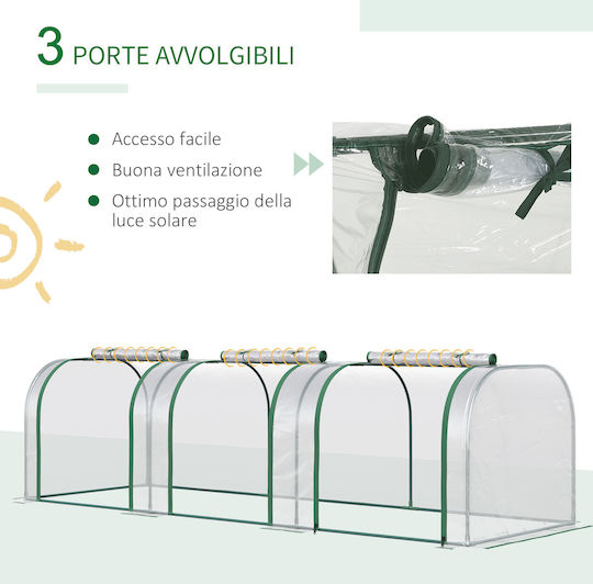 Outsunny Tunnel Greenhouse Tunnel with Metal Frame 2.95x1x0.8m