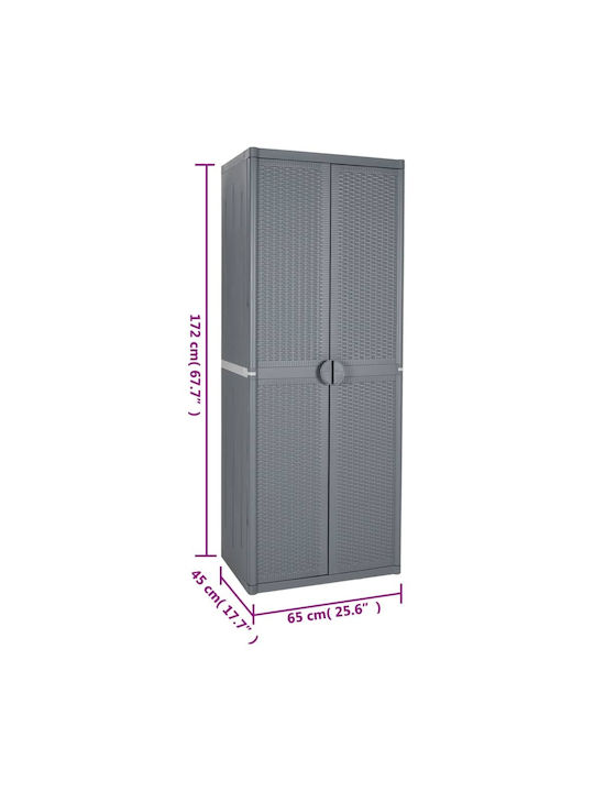 Double-leaf Polypropylene Outdoor Storage Cabinet with 4 Shelves 65x45x172 cm