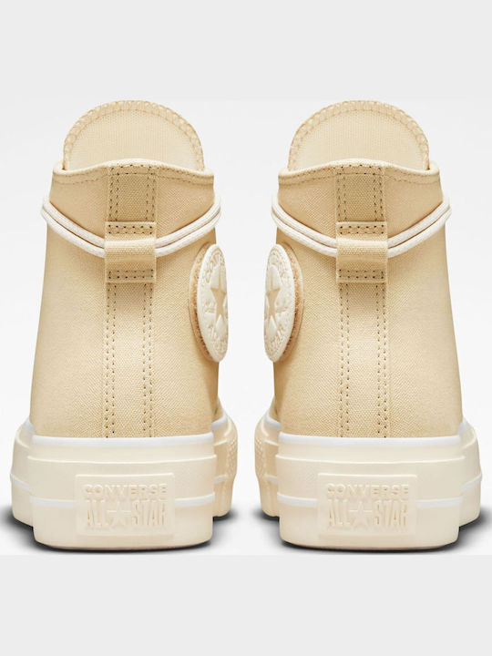 Chuck Taylor All Star LIft Γυναικεία Flatforms Μποτάκια Μπεζ A06092C