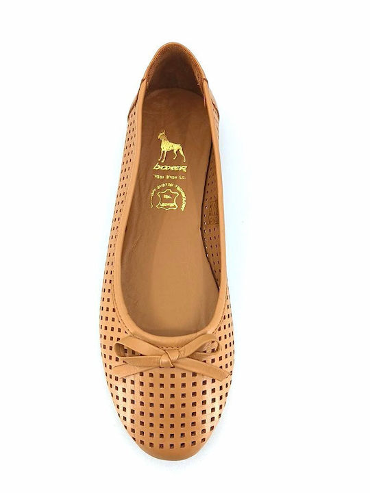 Leather Ballerinas Tabac Brown