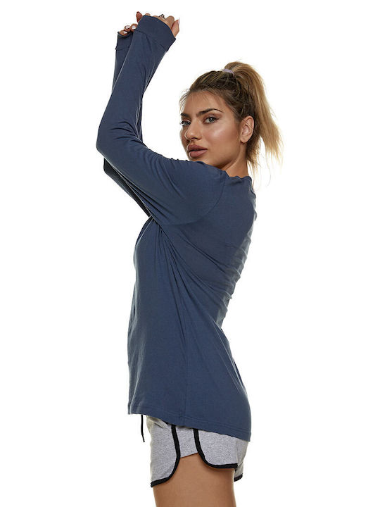 Bodymove Women's Athletic Blouse Long Sleeve Blue