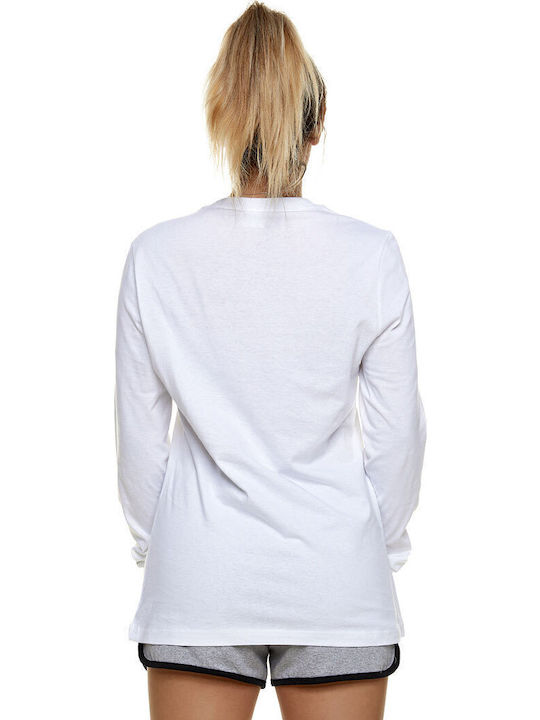 Women's Athletic Blouse Long Sleeve White
