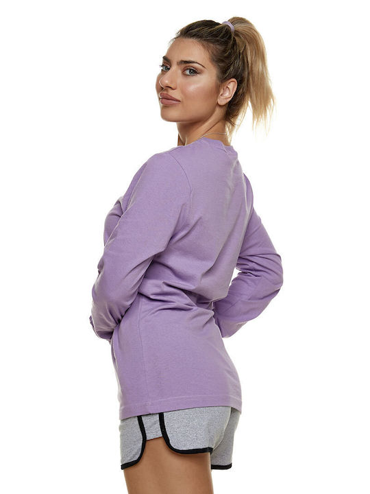 Bodymove Damen Sportliche Bluse Langärmelig Flieder