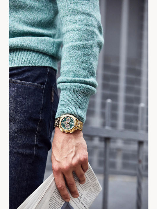 Citizen Carson Men's Watch 43mm Chronograph Eco - Drive with Gold Metal Bracelet