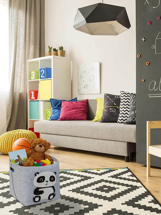 Relaxdays Children's Storage Basket made of Fabric Panda Gray 1pcs