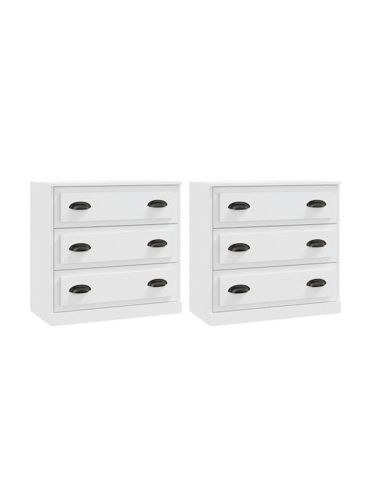 Sideboard Wooden with Drawers White 70x35.5x67.5cm