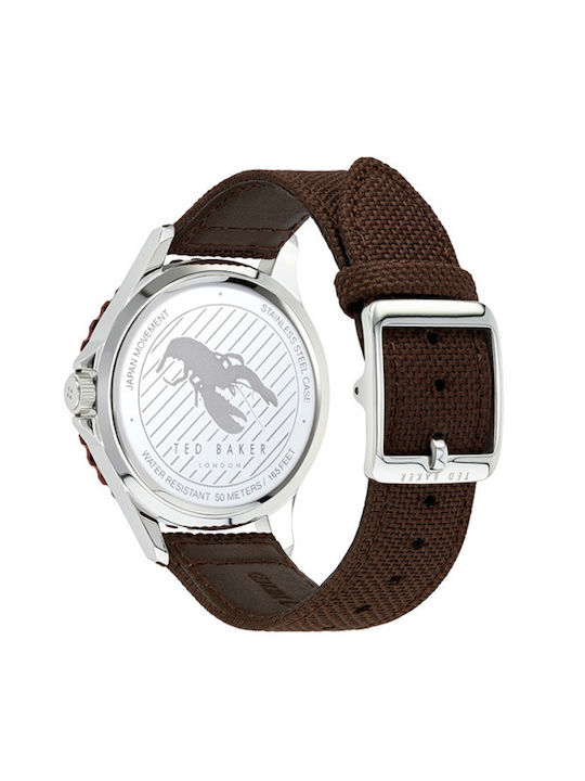 Ted Baker Regent Watch Battery with Brown Fabric Strap