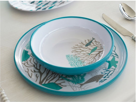 Marine Business Coastal Marine Plate Soup made of Melamine Multicolour with Diameter 18cm 6pcs