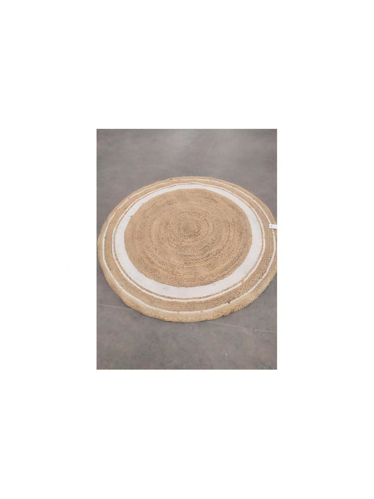 Atmosphera Rug Round Summer from Jute Natural / White