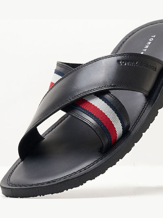 Leder Herrensandalen in Schwarz Farbe
