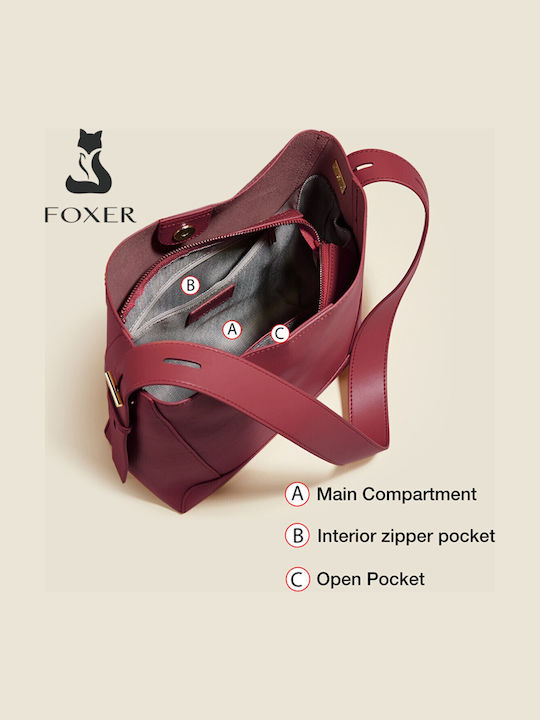 Leather Women's Bag Shopper Shoulder Burgundy