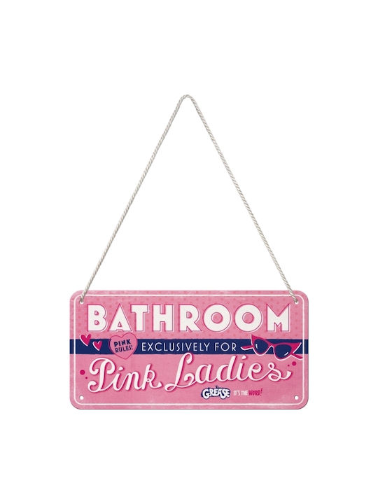 Nostalgic Art 3D Διακοσμητική Πινακίδα Paramount - Grease - Pink Ladies Bathroom Χειροποίητη Ροζ από Μέταλλο 20x10cm