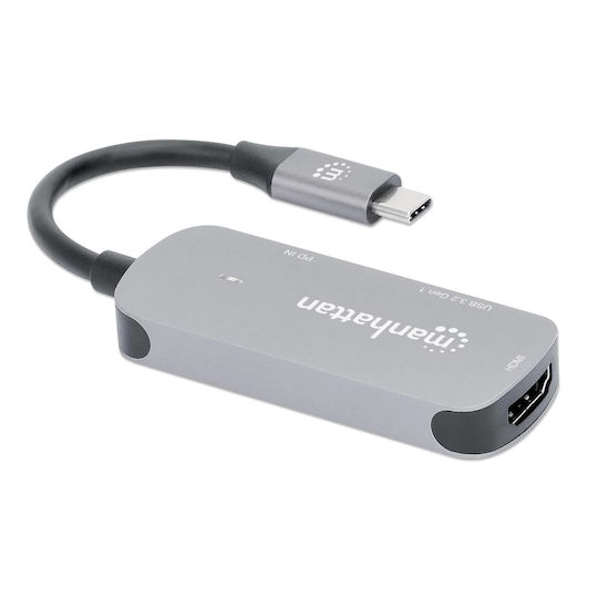 Manhattan USB-C Docking Station με HDMI 4K PD Γκρι (130707)