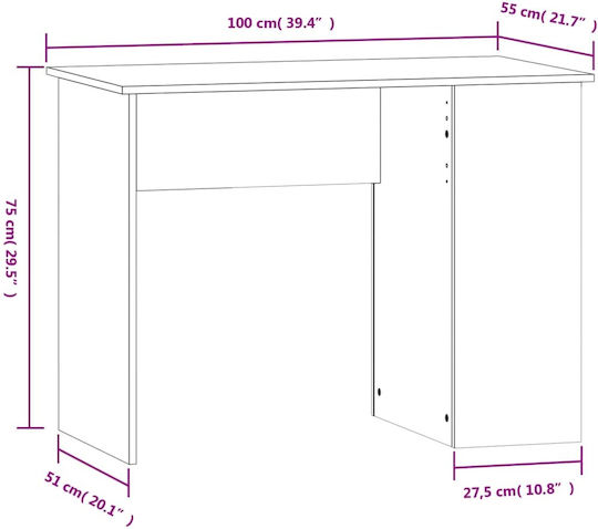 Дървено Черно Бюро 100x55x75см