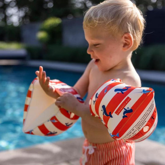 Swim Essentials Red-White Whale Swimming Armbands Made Of Non-Toxic PVC Age 2-6 Years 15x19cm Red