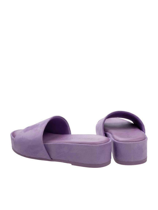 Leather Women's Flat Sandals in Purple Color