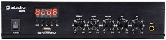 Adastra DM60 Integrated Commercial Amplifier 60W/100V Equipped with USB/FM/Bluetooth Black