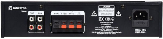 Adastra DM60 Integrated Commercial Amplifier 60W/100V Equipped with USB/FM/Bluetooth Black