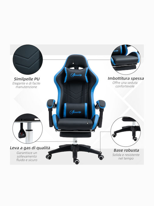 Vinsetto 921-618V01BK Gaming Stuhl mit Fußstütze Blau