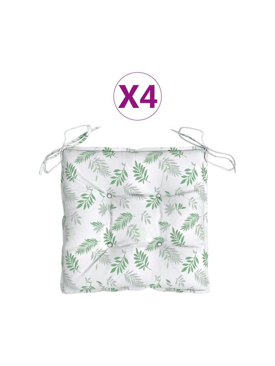 vidaXL Garden Chair Cushion with Back Green 4pcs 50x50cm.