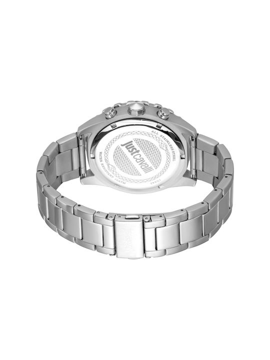 Just Cavalli Uhr Chronograph Batterie mit Silber Metallarmband