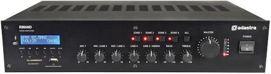 Adastra RM60D Integrat Amplificator comercial 5 Canale 60W/100V și Conexiuni USB/FM/Bluetooth