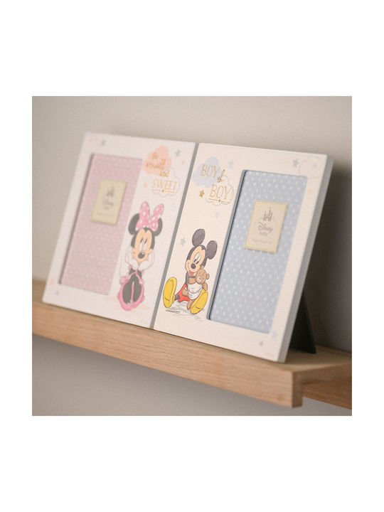 Disney Mickey Παιδική Κορνίζα Ξύλινη Χρυσή 18.5x18.5cm