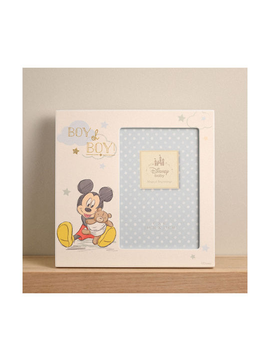 Disney Mickey Παιδική Κορνίζα Ξύλινη Χρυσή 18.5x18.5cm