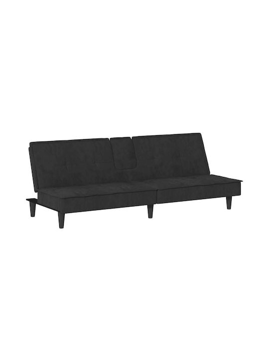 Dreisitzer Sofa Bett Samt Schwarz 200x89x70cm