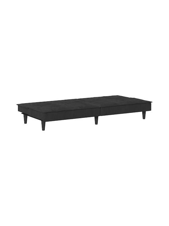 Dreisitzer Sofa Bett Samt Schwarz 200x89x70cm