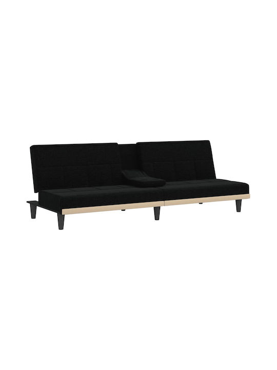 Three-Seater Couch Bed Black 200x89x70 cm