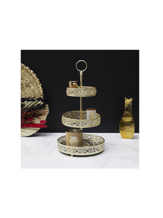 The Home Deco Factory Metallic Dessert Tower Stand with 3 Tiers Gold