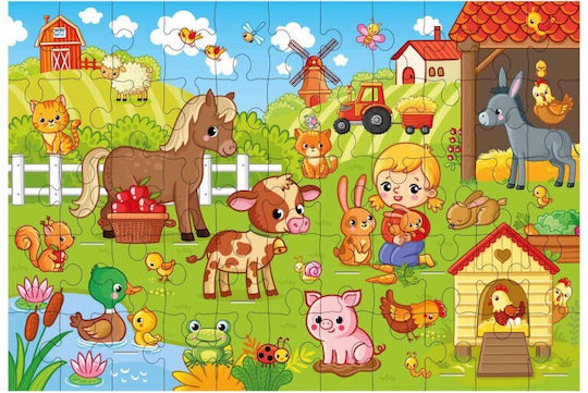 Puzzle pentru copii Farm 55 buc pentru copii de 3++ ani Grafix