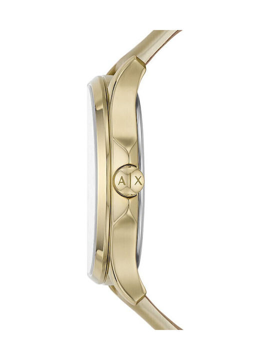 Armani Exchange Γυναικείο Ρολόι 36mm Μπαταρίας με Χρυσό Καουτσούκ Λουράκι