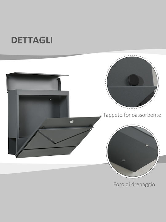 HomCom Außenbereich Briefkasten Inox in Gray Farbe 37x37x10.5cm