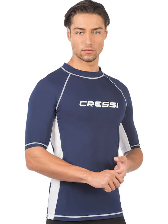 CressiSub Rashguard Men's Short Sleeve Sun Protection Shirt Blue