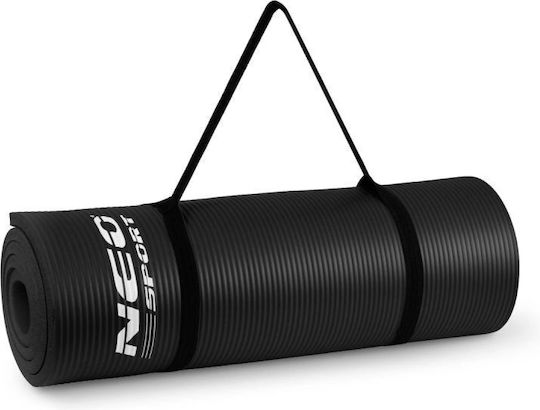 NEO Sport Exercise Mat Black with Carry Strap (183x60x1.5cm)