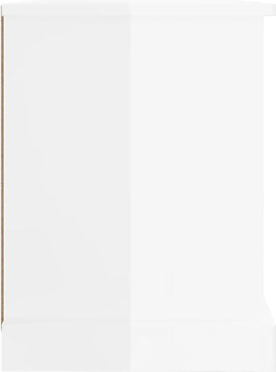 TV Stand from Wood & Glass White L73xW35.5xH47.5cm