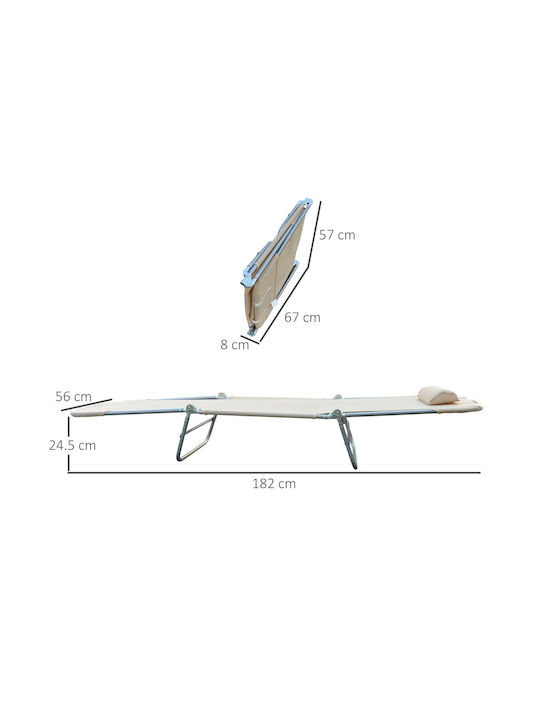 Deckchair Metallic with Textilene Fabric Beige 2pcs 182x56x82cm.