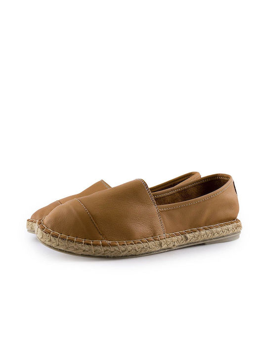 Top3 Women's Leather Espadrilles Tabac Brown