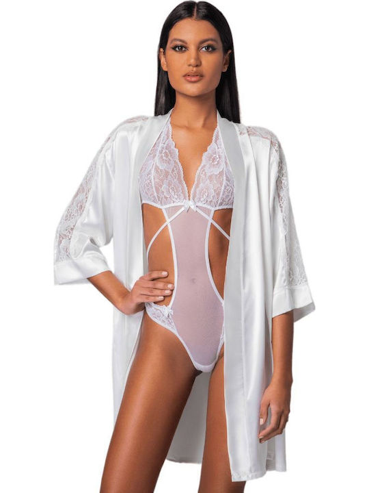 Milena by Paris Sexy Κορμάκι με Δαντέλα Brazil Body Λευκό