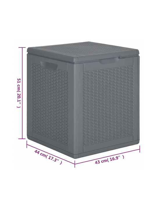 vidaXL Outdoor Storage Box 90lt Gray L43xW44xH51cm