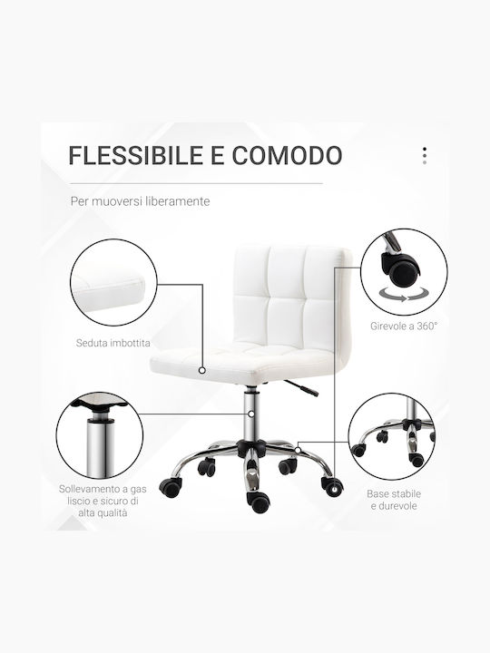 Office Stool with Backrest White 51x46x88cm