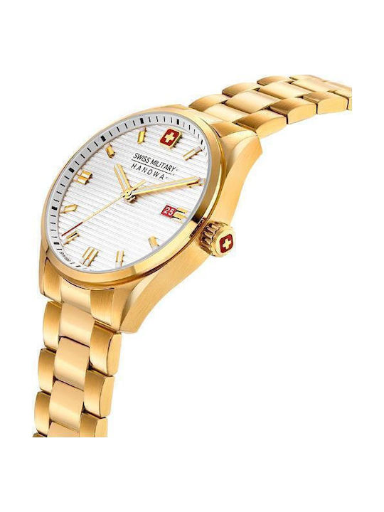 Swiss Military Hanowa Roadrunner Herrenuhr 43mm Batterie mit Gold Rostfreien Stahlarmband