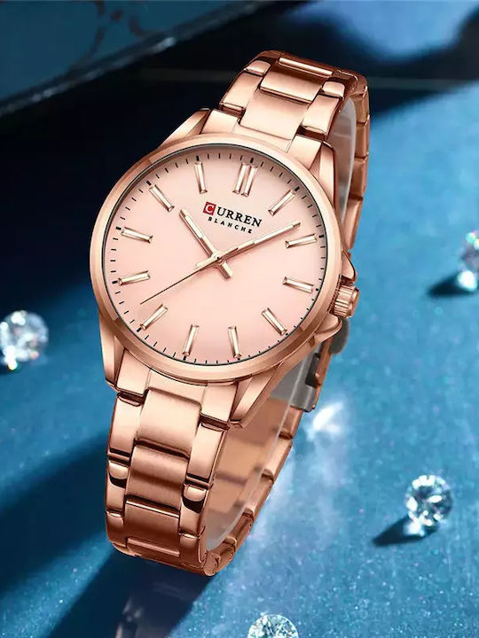 Curren Women's Watch with Pink Gold Metal Bracelet
