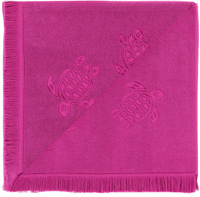 Vilebrequin Beach Fouta Prosop de Plajă Fuchsia cu franjuri 190x90cm.