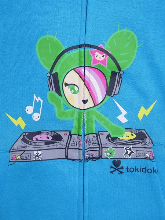 Tokidoki Cardigan pentru copii din material frotirat cu glugă Albastru