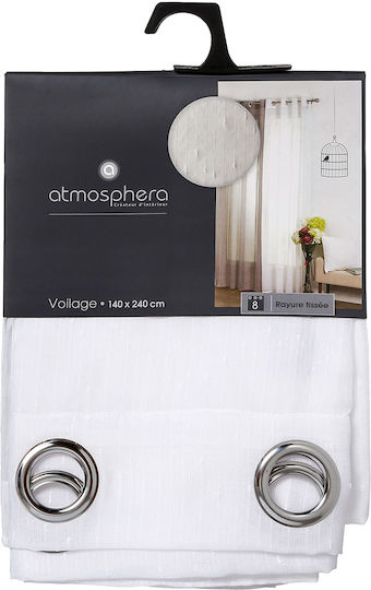 Atmosphera Curtain with Grommets As Stripe White 140x240cm