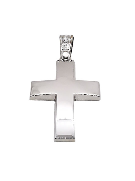 Triantos Crucifix din Aur Alb 14K cu Lanț 1.2.1310W