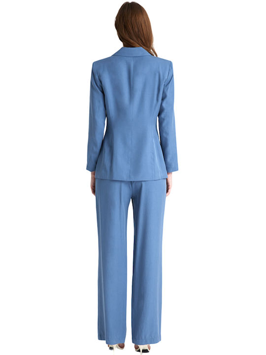 4tailors Damen Mittellang Blazer Blau